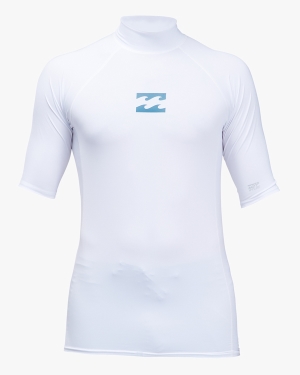 Men's Billabong All Day Wave Performance Fit UPF 50+ Short Sleeve Wetsuit White | 128KNBXCJ