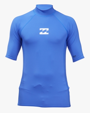 Men's Billabong All Day Wave Performance Fit UPF 50+ Short Sleeve Wetsuit Deep Blue | 723BKQCUV