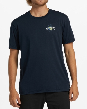 Men's Billabong Ancient Wave Washed Short Sleeve T Shirts Navy | 362ZKHBMA
