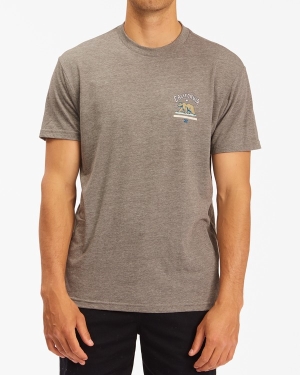 Men's Billabong Arch California Short Sleeve T Shirts Dark Grey | 965FHERAB