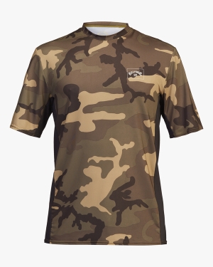 Men's Billabong Arch Mesh Loose Fit UPF 50+ Short Sleeve Wetsuit Camo | 127ZFRLTD