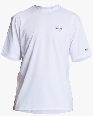 Men's Billabong Arch Mesh Loose Fit UPF 50+ Short Sleeve Wetsuit White | 731RIXPEC