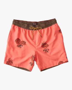 Men's Billabong Bad Trip Reversible Layback 17 Boardshorts Red | 123VTAIQO