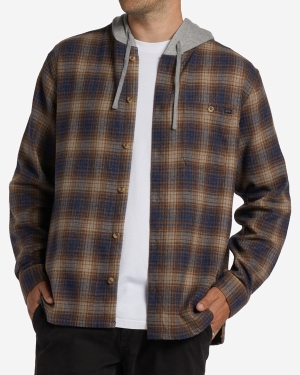 Men's Billabong Baja Hooded Flannel Shirts Multicolor | 362AOQCBM