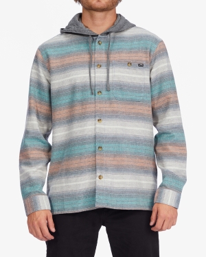 Men's Billabong Baja Hooded Flannel Shirts Multicolor | 453KJGTDZ