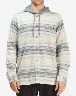 Men's Billabong Baja Hooded Organic Flannel Shirts Multicolor | 425DGRFNL