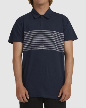 Men's Billabong Banded Die Cut Polo Shirts Navy | 516JDKULE