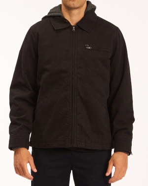 Men's Billabong Barlow Hooded Jackets Black | 782MCGWUZ