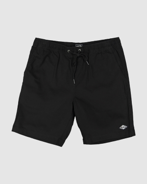 Men's Billabong Beach Days Layback Twill Elastic Waist Walkshorts 18.5 Shorts Black | 631JDKVAB