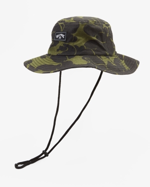 Men's Billabong Big John Print Surf Safari Hats Green Camo | 580GJMQYP