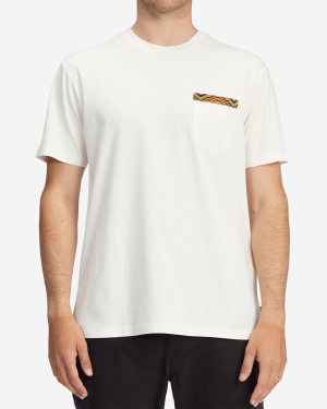 Men's Billabong Brainwave Pocket T Shirts White | 932PSYBTO