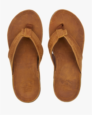 Men's Billabong Brunswick Leather Thong Flip Flops Brown | 814TQNDLS