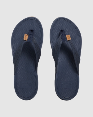 Men's Billabong Brunswick Woven Flip Flops Navy | 571TFYLDZ