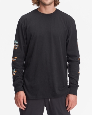 Men's Billabong Budweiser Stacked Neon Long Sleeve T Shirts Black | 385QNAVLZ