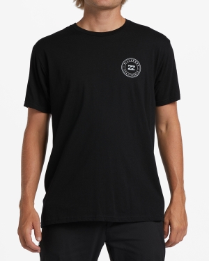 Men's Billabong Cali Native Rotor Short Sleeve T Shirts Black | 831ECSQUB