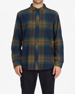 Men's Billabong Coastline Flannel Shirts Turquoise | 314CWEVRL
