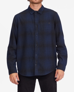 Men's Billabong Coastline Flannel Shirts Dark Blue | 389YIEGKT