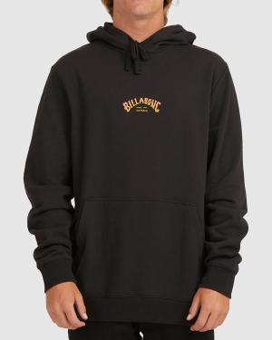 Men's Billabong Core Arch Pullover Hoodie Black | 609BFUROW