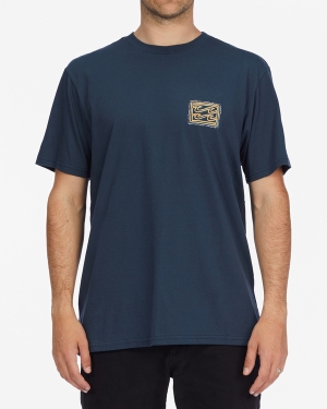 Men's Billabong Crayon Wave Short Sleeve T Shirts Navy | 649TZGSYH
