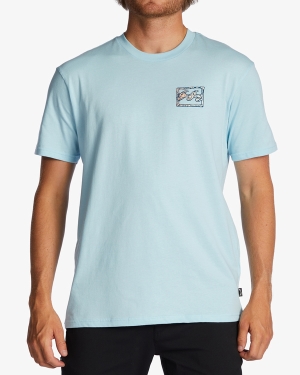 Men's Billabong Crayon Wave Short Sleeve T Shirts Blue | 869KVXCLS