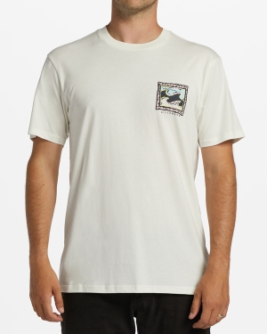 Men's Billabong Crayon Wave Short Sleeve T Shirts White | 869MFXLJD