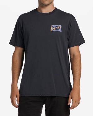 Men's Billabong Crayon Wave Short Sleeve T Shirts Black | 876RDVSZL