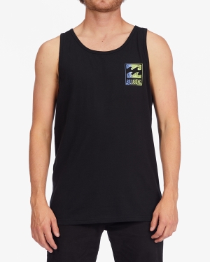 Men's Billabong Crayon Wave Tanks Black | 346MUFIOP