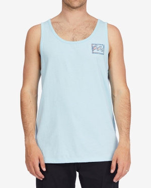 Men's Billabong Crayon Wave Tanks Blue | 691LARCUX