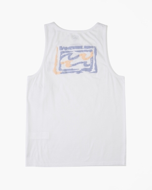 Men's Billabong Crayon Wave Tanks White | 301SODJTE