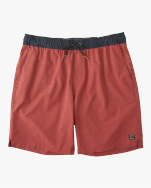 Men's Billabong Crossfire Elastic Submersible 18 Shorts Burgundy | 059OQRXLC