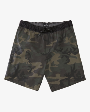 Men's Billabong Crossfire Elastic Waist Submersible 18 Shorts Camo | 025PLRWCU