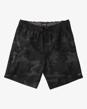 Men's Billabong Crossfire Elastic Waist Submersible 18 Shorts Black Camo | 698XTYAIJ