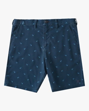 Men's Billabong Crossfire Mid Print Submersible 19 Shorts Navy | 178JKUZDE