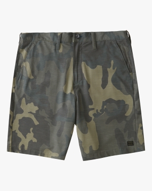 Men's Billabong Crossfire Slub Camo Submersible 21 Shorts Green Camo | 530JYELIV