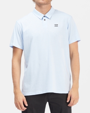 Men's Billabong Daily Static Polo Shirts Light Blue | 190FDQLVA