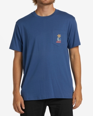 Men's Billabong Daylight Pocket T Shirts Blue | 817SJYPFW