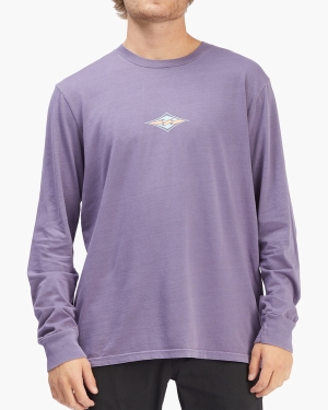 Men's Billabong Diamond Wave Washed Long Sleeve T Shirts Purple | 579CUXSLR
