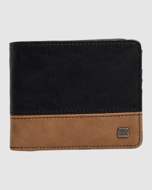 Men's Billabong Dimension Bi-Fold Wallets Black / Brown | 742IFNJXE
