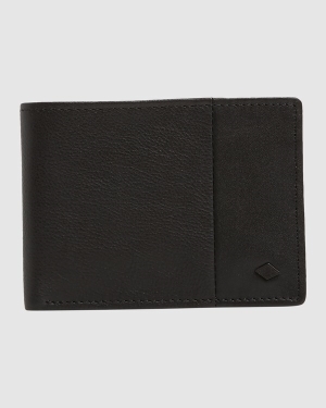 Men's Billabong Downtown Slim-Line Bi-Fold Wallets Black | 857XKUZIT