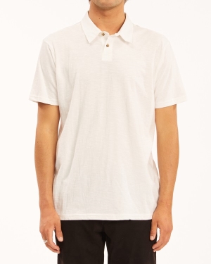 Men's Billabong Essential Short Sleeve Polo Shirts White | 681IAJKFU