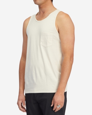 Men's Billabong Essential Wave Washed Pocket Tanks Beige | 160VMPLGB