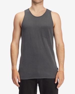 Men's Billabong Essential Wave Washed Pocket Tanks Grey | 967OTYGCF