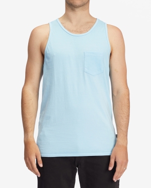 Men's Billabong Essential Wave Washed Pocket Tanks Blue | 987CYLEVU