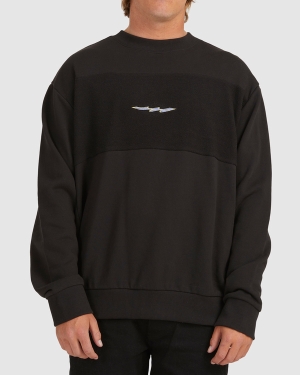 Men's Billabong Fiddy Boss Crewneck Sweatshirt Black | 790YUXHDT
