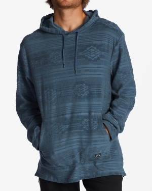Men's Billabong Flecker Jacquard Pullover Hoodie Blue | 740UGJYCN