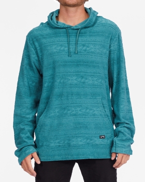 Men's Billabong Flecker Jacquard Pullover Hoodie Light Blue | 923JRVADB