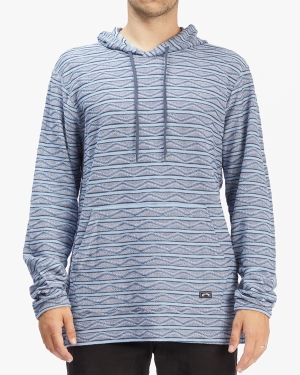 Men's Billabong Flecker Lite Pullover Hoodie Blue | 567RPZSGJ