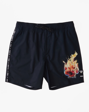 Men's Billabong Kamea Burn Layback 16 Boardshorts Black | 613XPGFUW