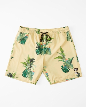Men's Billabong Kamea Jungle Layback 16 Boardshorts Yellow | 071XUCLQB