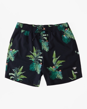 Men's Billabong Kamea Jungle Layback 16 Boardshorts Black | 612PLXFEO